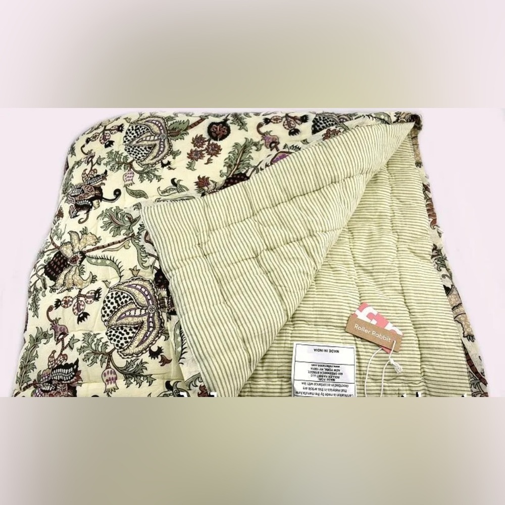 🤩🤩2PCS NWT Roller Rabbit Amanda Queen Size Quilt Sage 100% Cotton (MSRP $420)